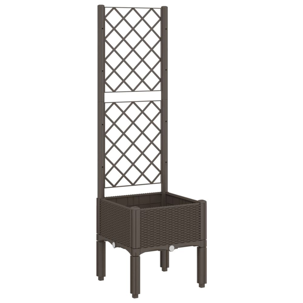 Jardinière d'extérieur avec treillis marron 40x40x142 cm pp