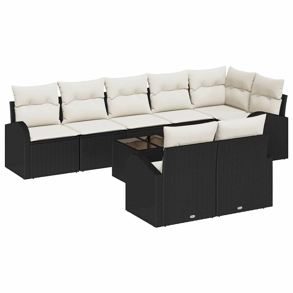 Ensemble de canapé de jardin 9 pc noir et blanc polyrotin