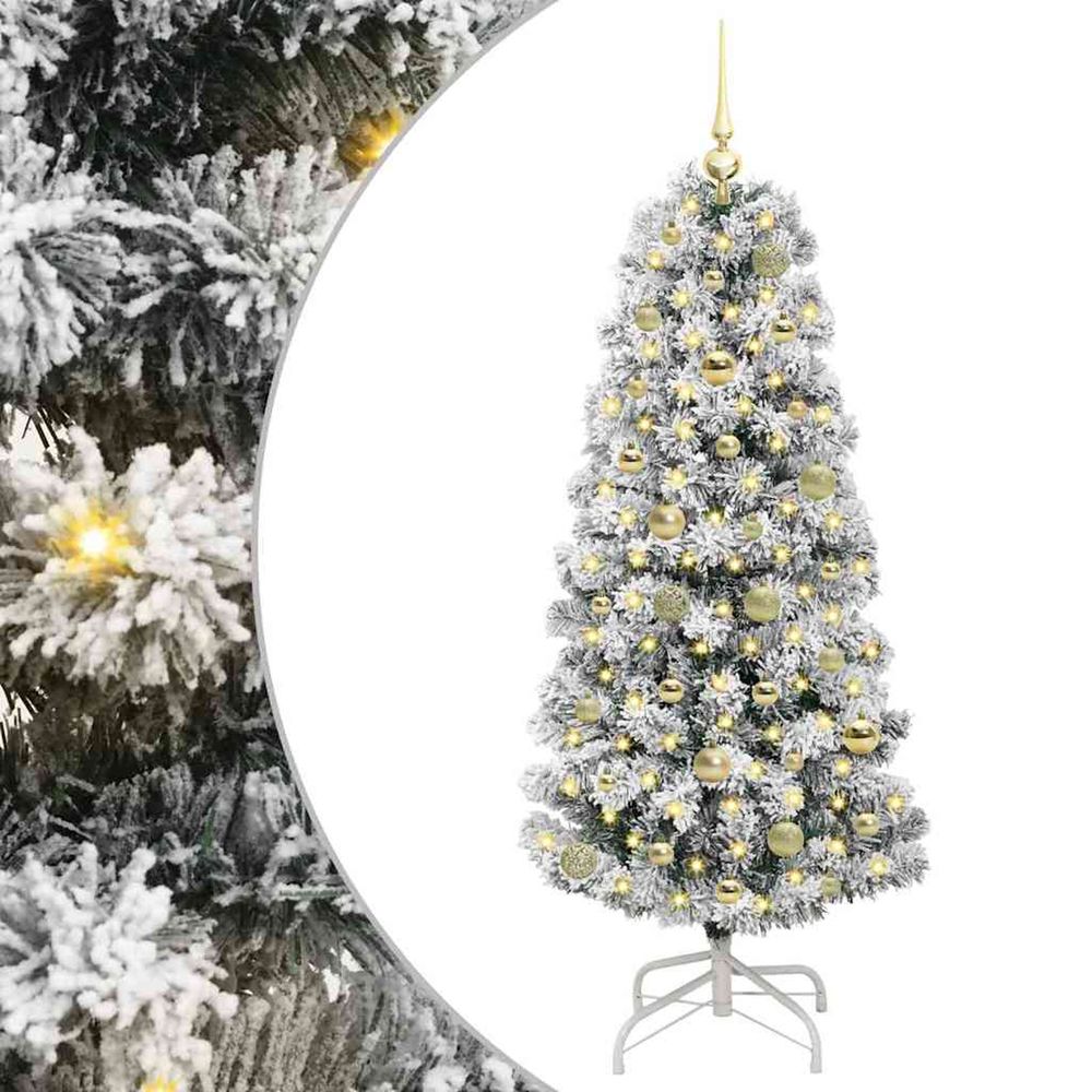 Sapin de noël artificiel à branches articulées vert et blanc
