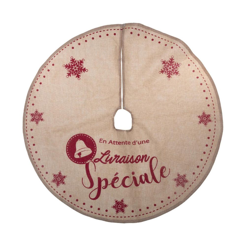 Déco de noël tapis pour pied de sapin en jute imprimée  d 90 cm