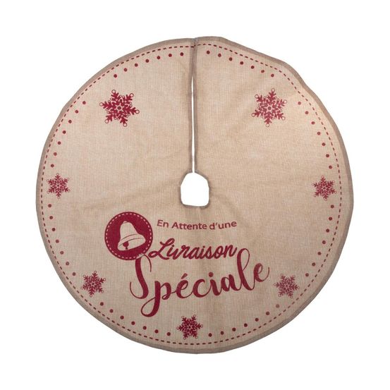 Déco de noël tapis pour pied de sapin en jute imprimée d 90 cm