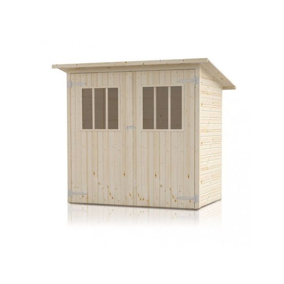 Abri de jardin luciole en bois épicéa 216x216 cm h. 234 cm-avec le plancher-240 ---brun