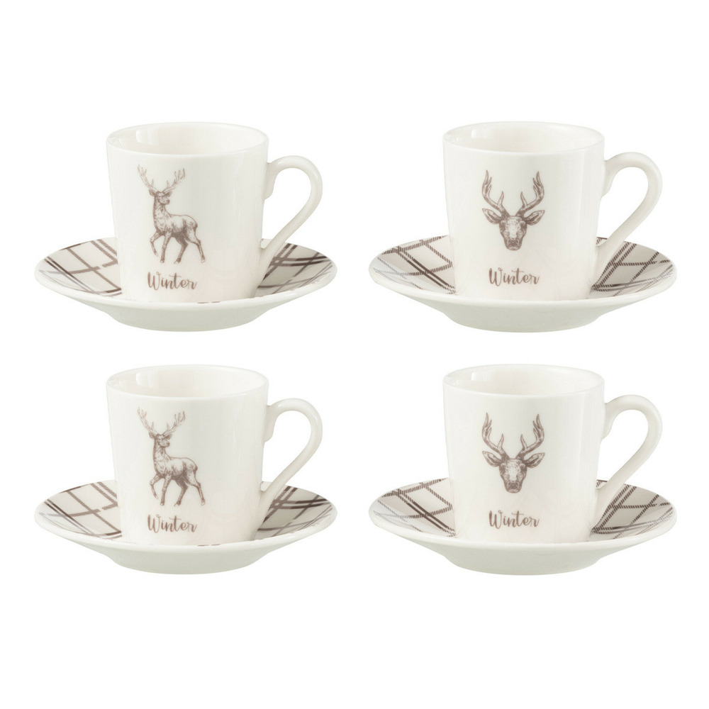 Lot de 4 tasses à café & sous-tasses 