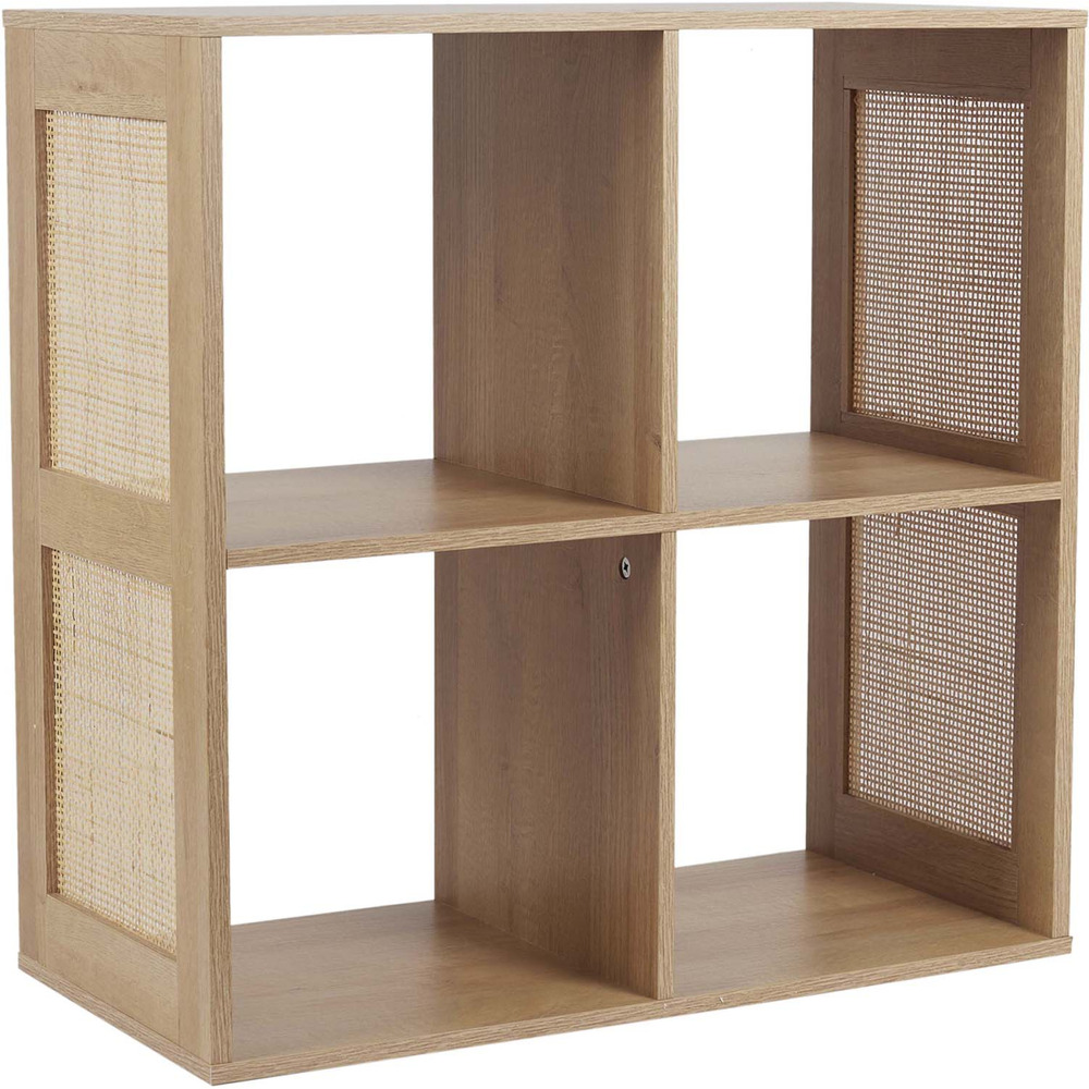 Rangement modulable cannage et bois bali 4 cases