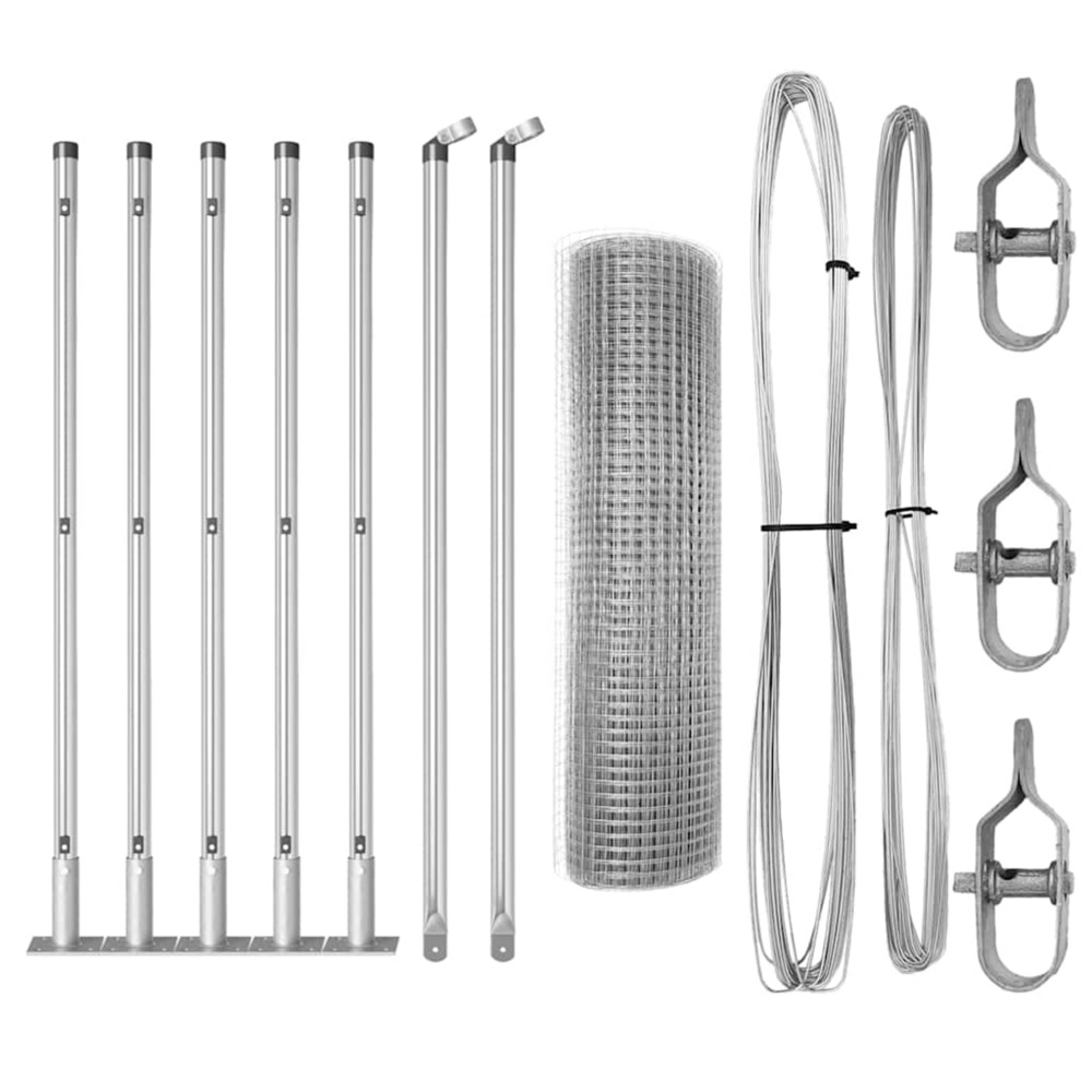Poteau de clôture. Argenté 10 x 0,4 m (maille 12 x 12 mm) acier