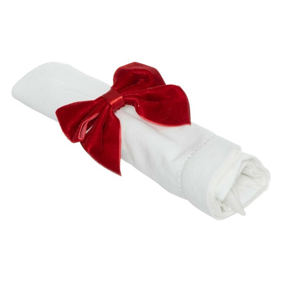 Lot de 2 ronds de serviette nœud velours rouge