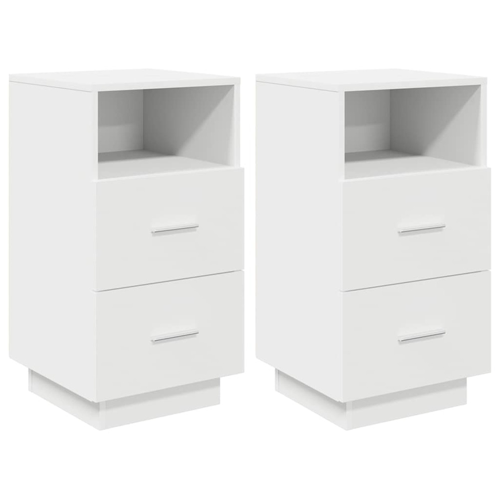 Tables de chevet 2 pcs avec 2 tiroirs blanc 36x36x68 cm