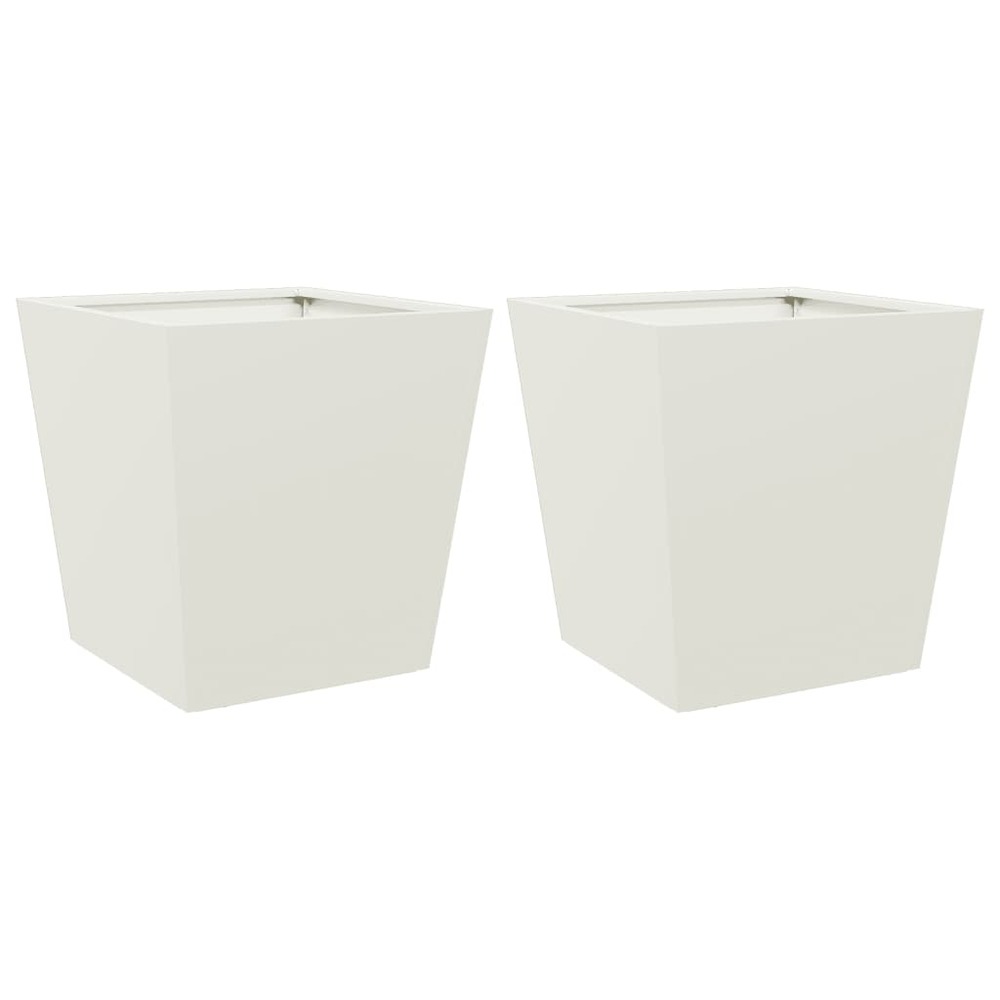Jardinière bac lit surélevé plantes fleurs jardin terrasses lot de 2 40 x 40 x 40 cm acier blanc