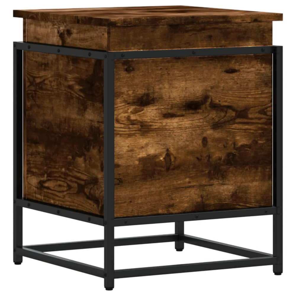 Boîte de rangement avec couvercle chêne fumé bois d'ingénierie
