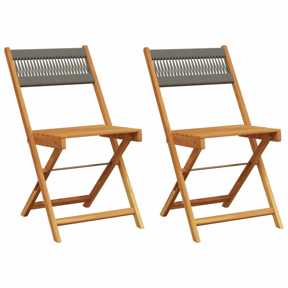 Chaises de bistrot lot de 2 gris bois d'acacia et corde