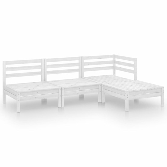 Salon de jardin 4 pcs bois de pin massif blanc