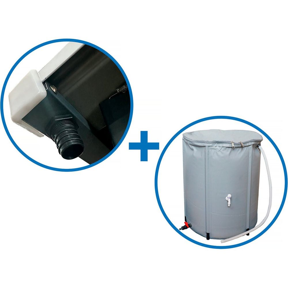 Gouttière 7 à 13 m2 + récupérateur d'eau pour abri de jardin