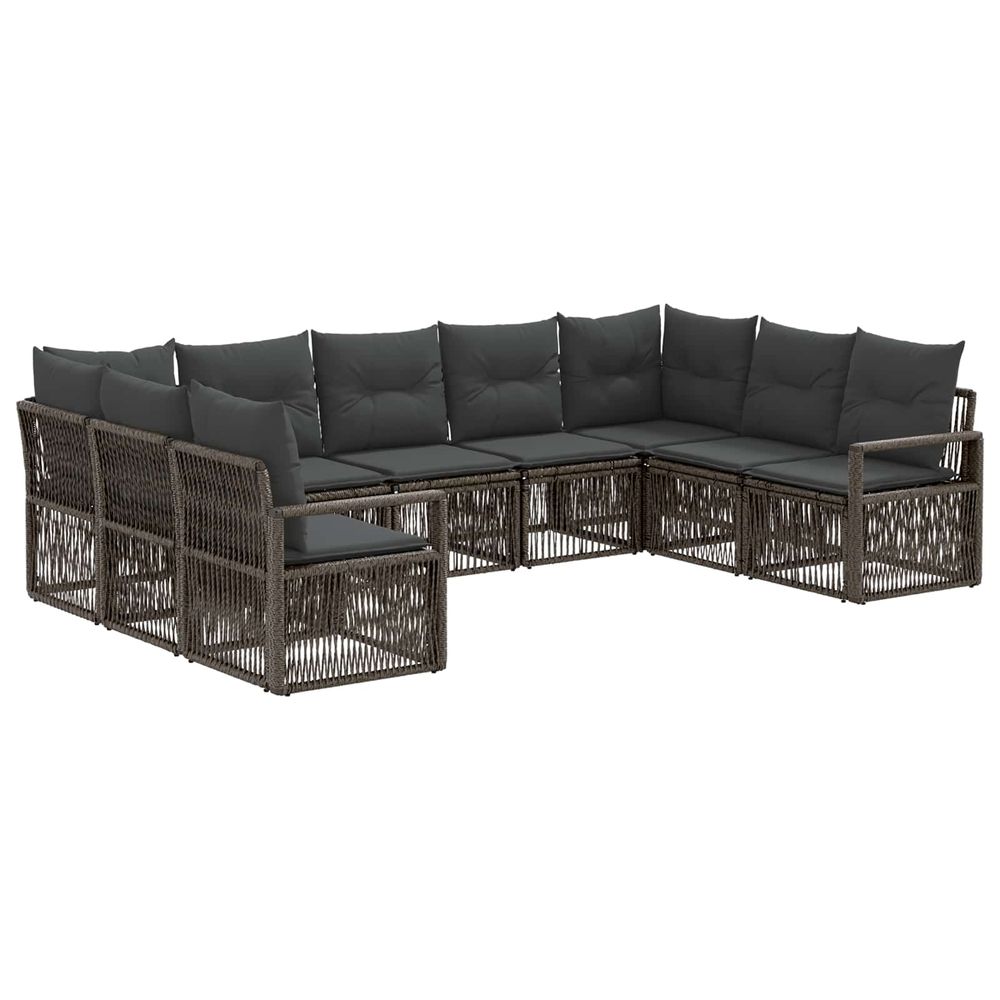 Ensemble de canapé de jardin 9 pc gris polyrotin