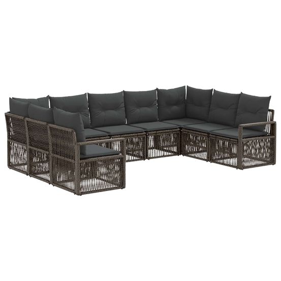 Ensemble de canapé de jardin 9 pc gris polyrotin