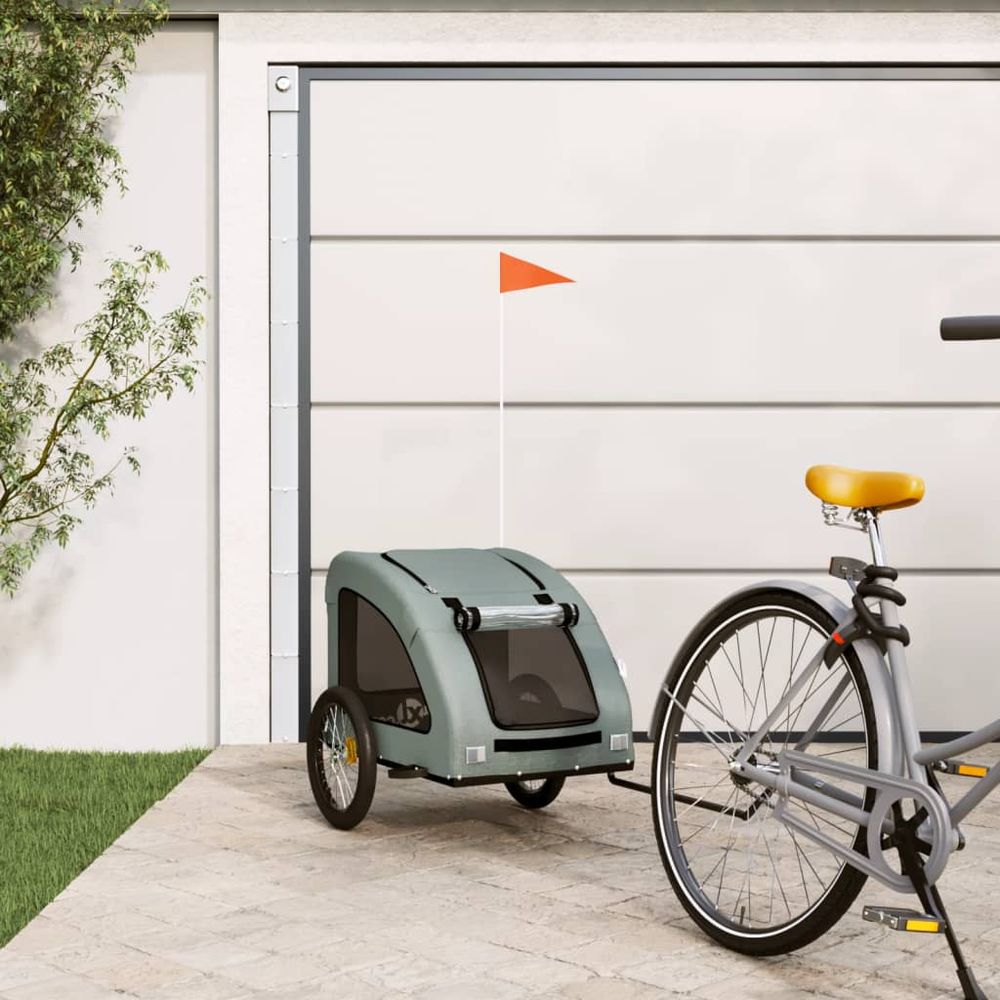 Remorque vélo chien chariot transport oxford pour balades sécurisées l gris
