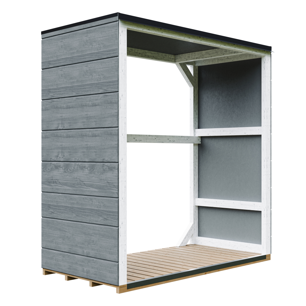 Abri à bûches extérieur 1,14 m² - 75 x 153 x h159 cm - timbela m980-1-cavern steel