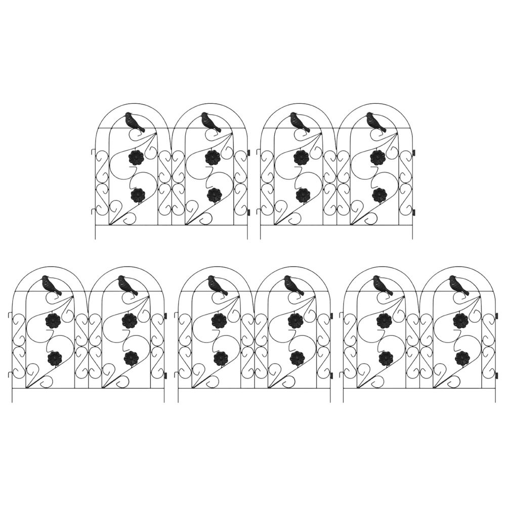 Clôture de jardin 5 pc acier noir
