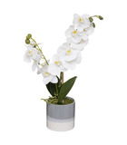 Plante artificielle orchidée dans un pot en céramique bicolore h 45 cm
