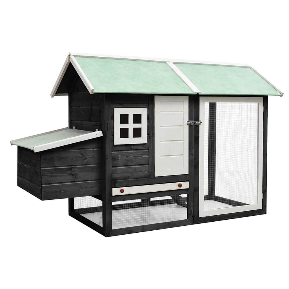 Poulailler extérieur bois de sapin avec pondoir pour jardin gris 170 cm