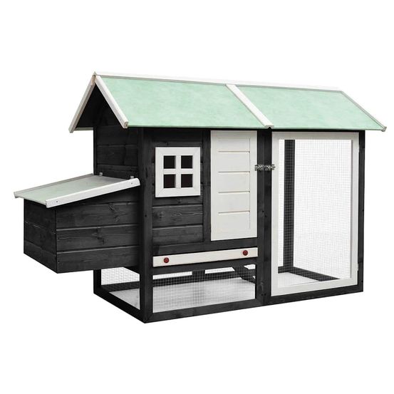 Poulailler extérieur bois de sapin avec pondoir pour jardin gris 170 cm