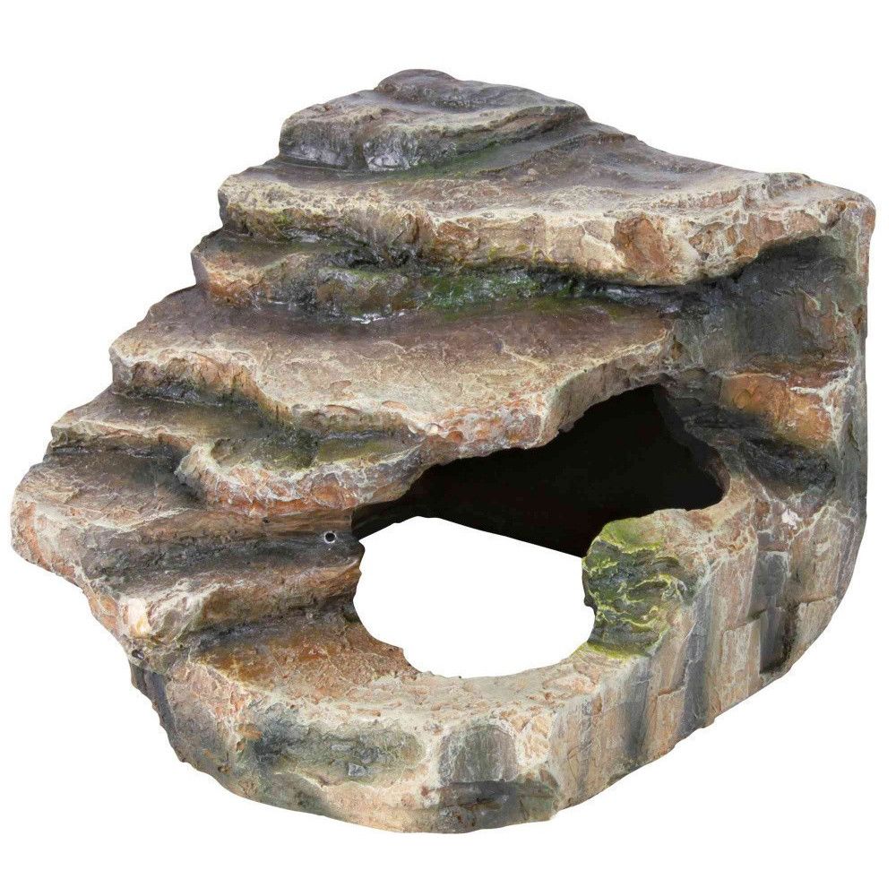 Rocher d'angle avec grotte et plateforme 16 x 12 x 15 cm. Pour reptile.