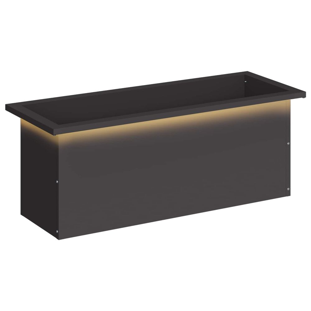 Jardinière d'extérieur de jardin avec led noir 30 x 80 x 30 cm acier