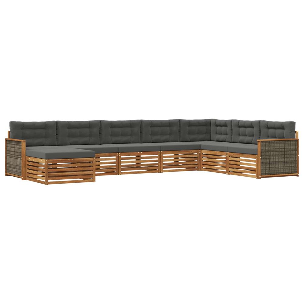 Ensemble de canapés d'extérieur 8 pc naturel et anthracite