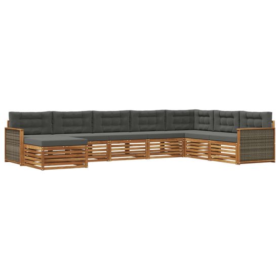 Ensemble de canapés d'extérieur 8 pc naturel et anthracite