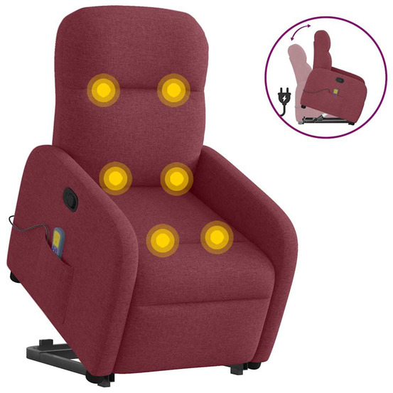Fauteuil inclinable de massage rouge bordeaux tissu