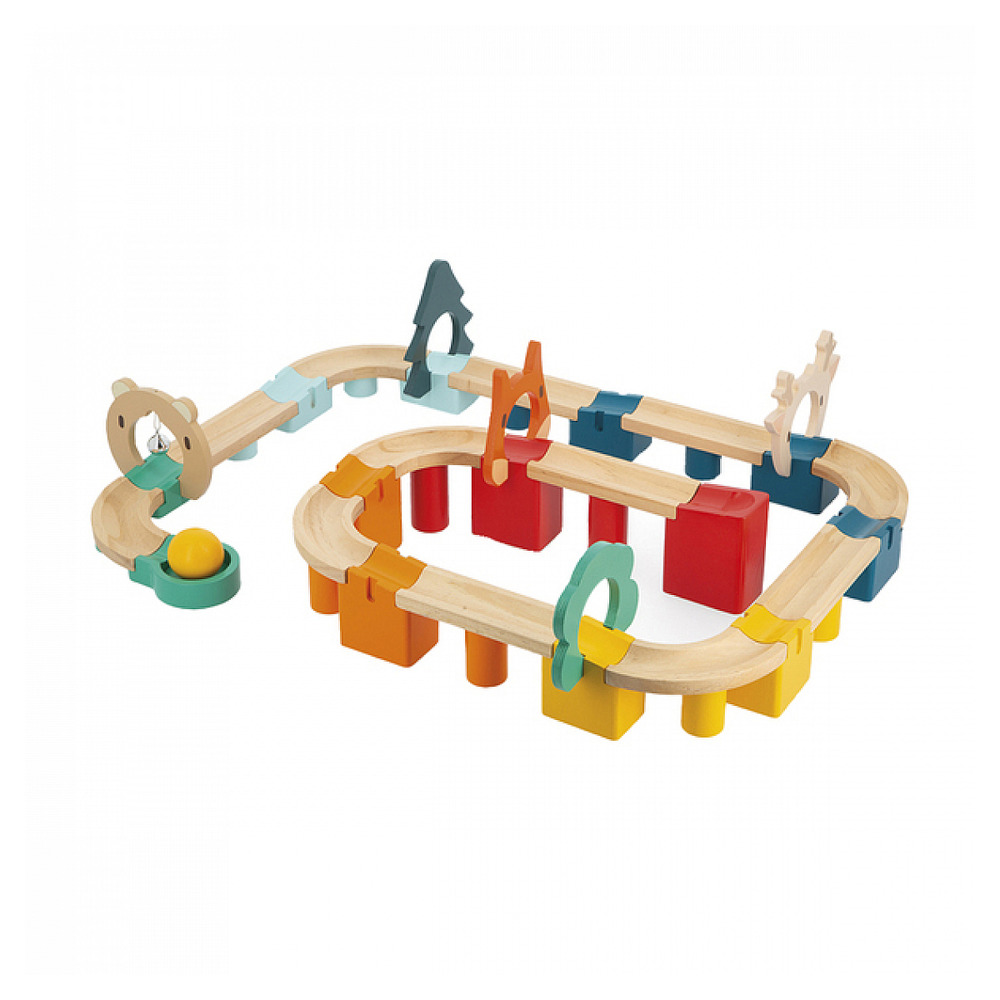 Circuit en bois éducatif pour enfants - 44 pièces