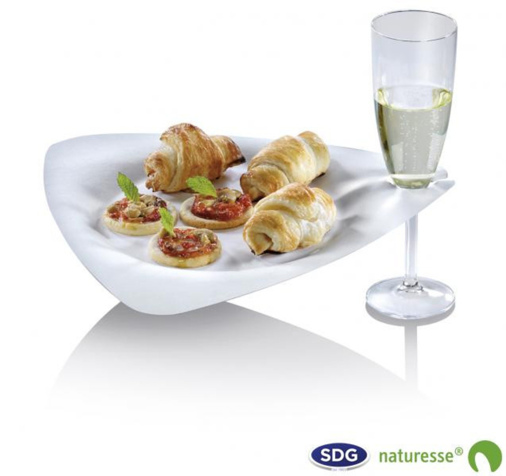 Assiette triangulaire avec porte-verre finger food 26,8x25,7 cm - lot de 200 - sdg