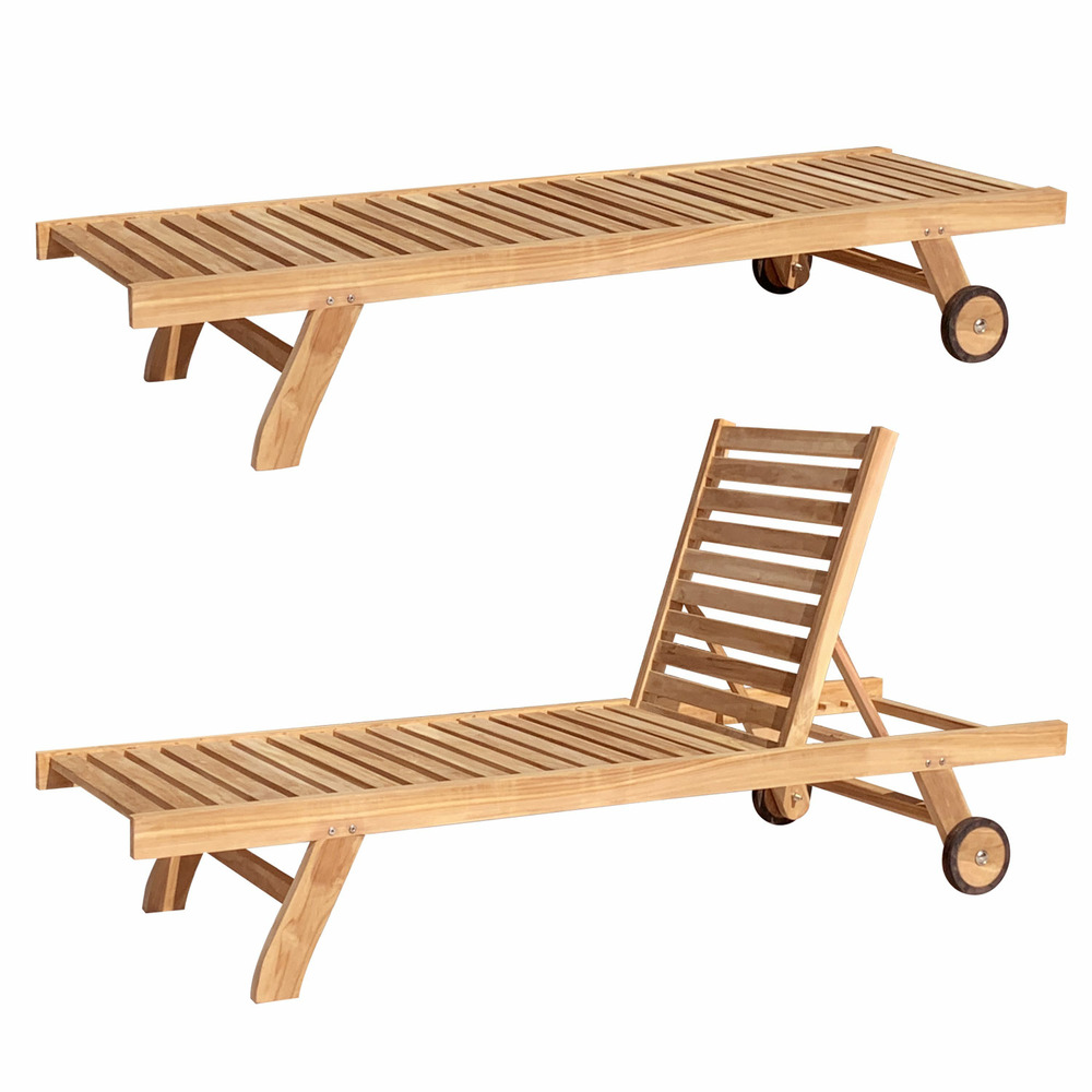 Bain de soleil droit en teck lombok