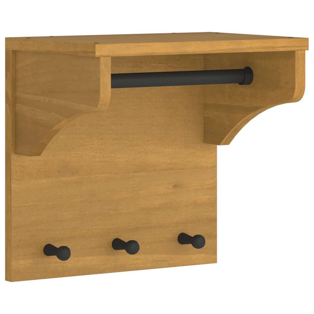 Porte-manteau mural sandnes 43x30x42 cm bois massif pin