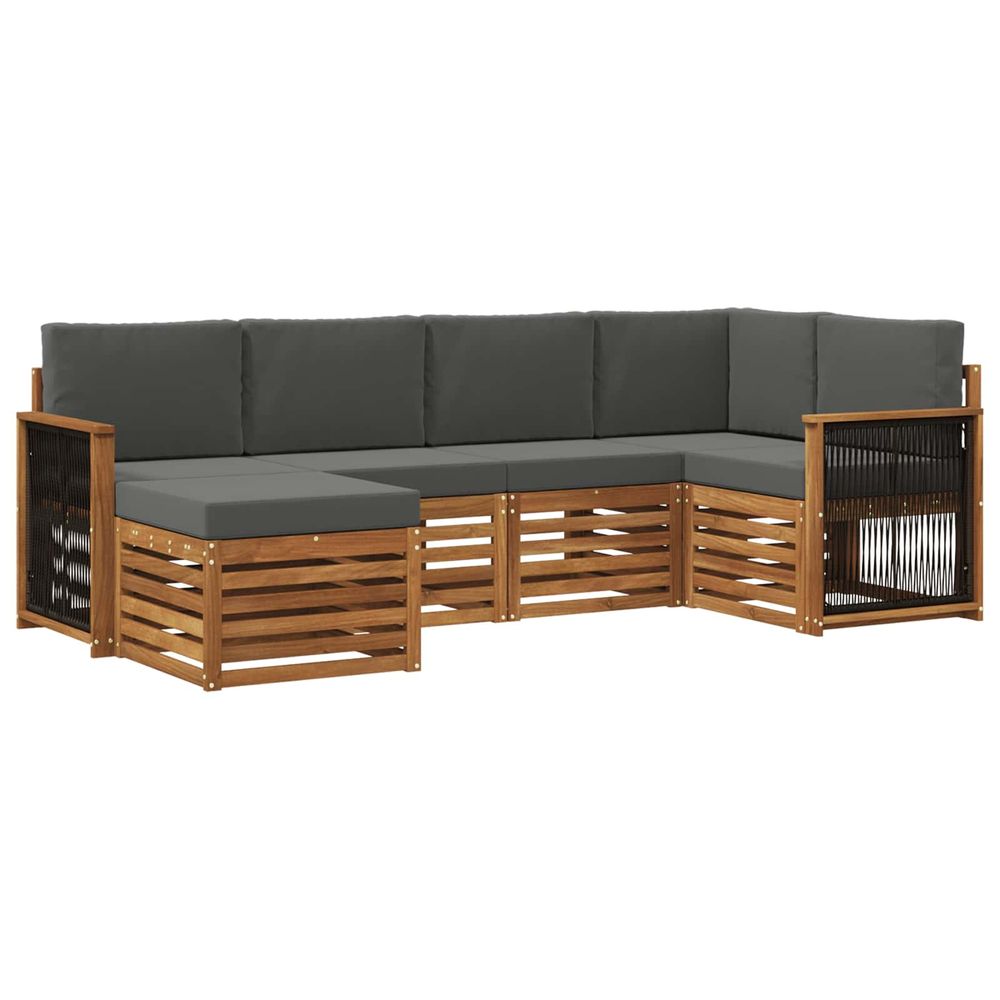 Ensemble de canapés d'extérieur 5 pc naturel et anthracite