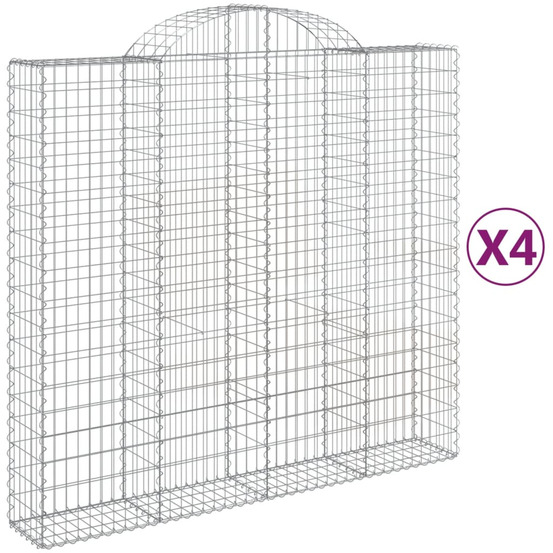 Paniers à gabions arqués 4 pcs 200x50x180/200 cm fer galvanisé