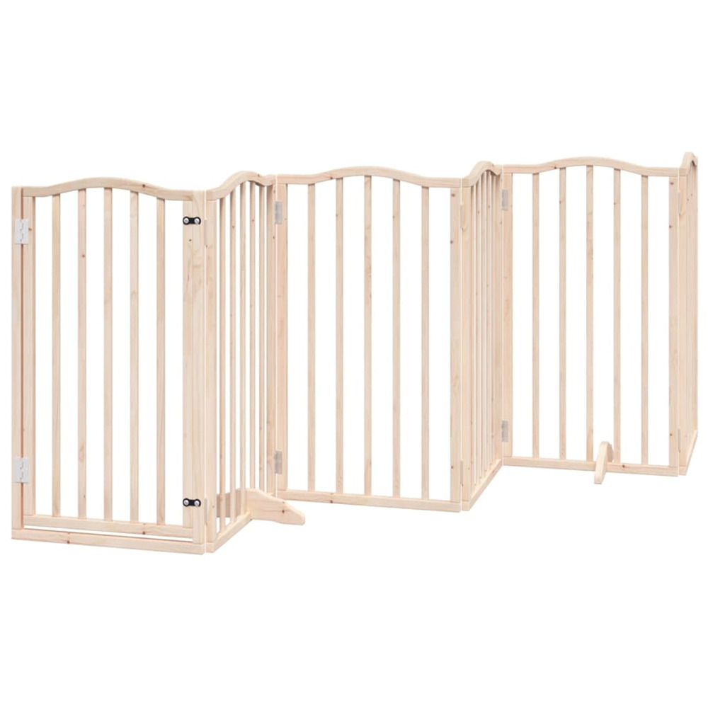Barrière pour chien avec porte pliable 6 panneaux 300 cm bois de peuplier