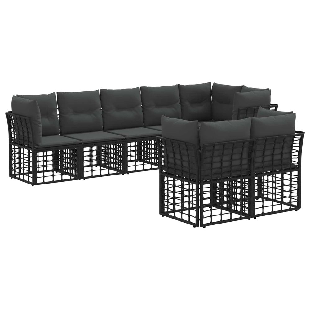 Ensemble de canapés d'extérieur noir polyester