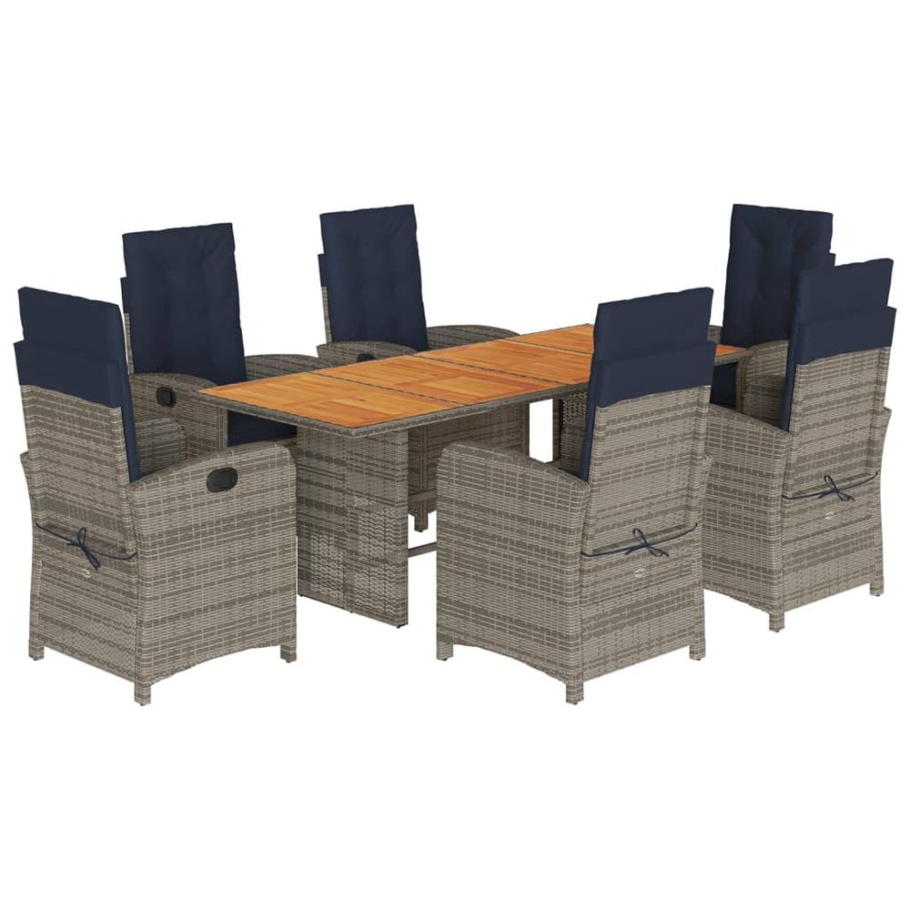 Ensemble à manger de jardin et coussins 7 pcs beige poly rotin