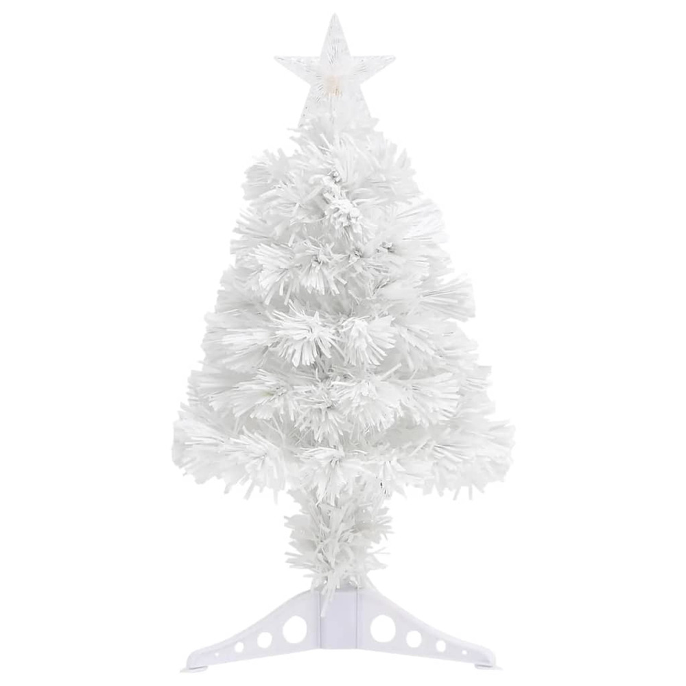 Arbre de noël artificiel pré-éclairé blanc 64 cm fibre optique