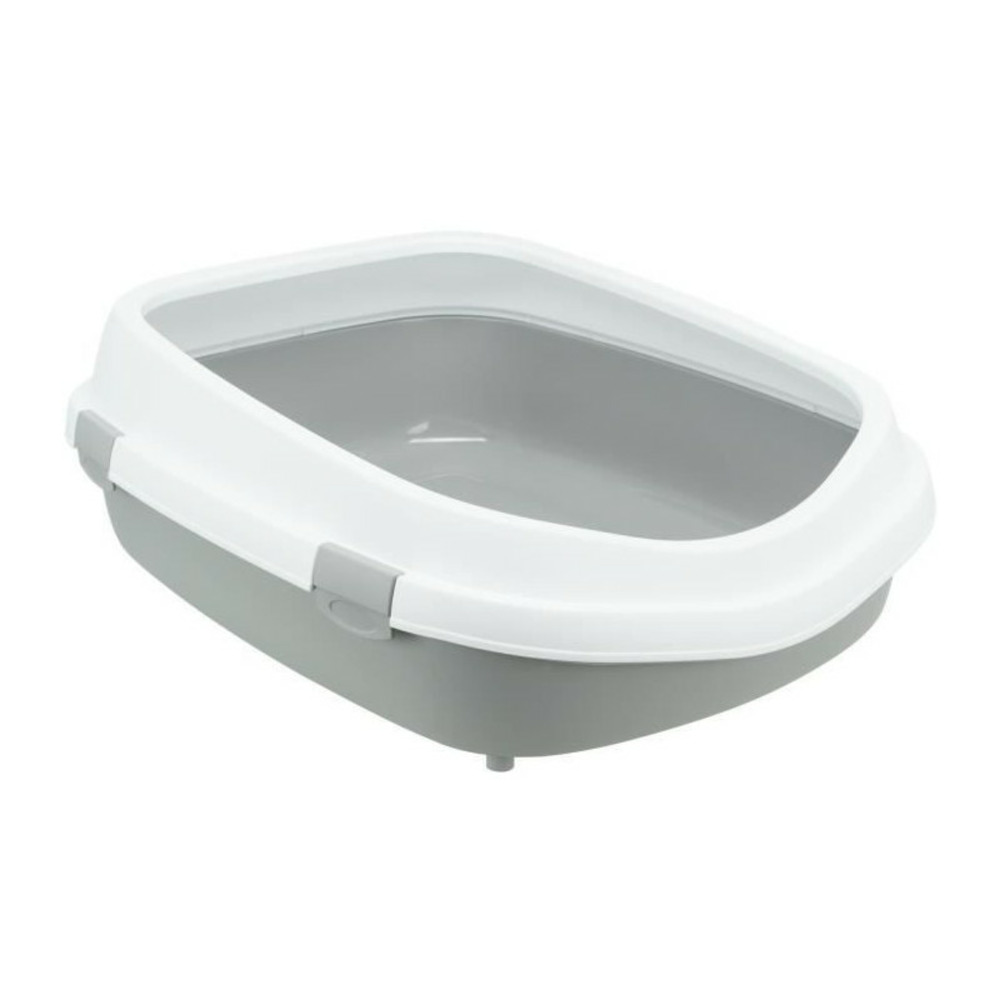 Trixie bac a litiere primo, avec rebord - xxl - 56 x 25 x 71 cm - gris et blanc - pour chat
