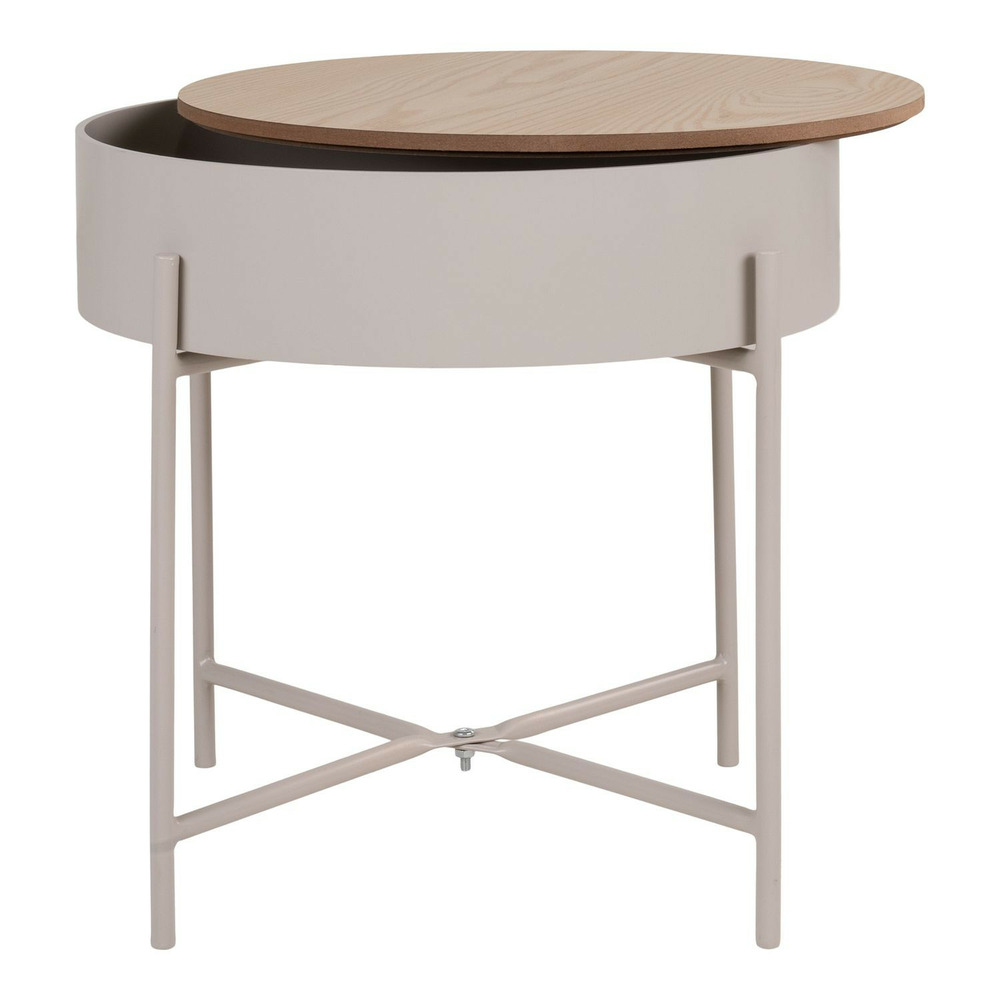Table d'appoint en acier thermolaqué beige-gris clair