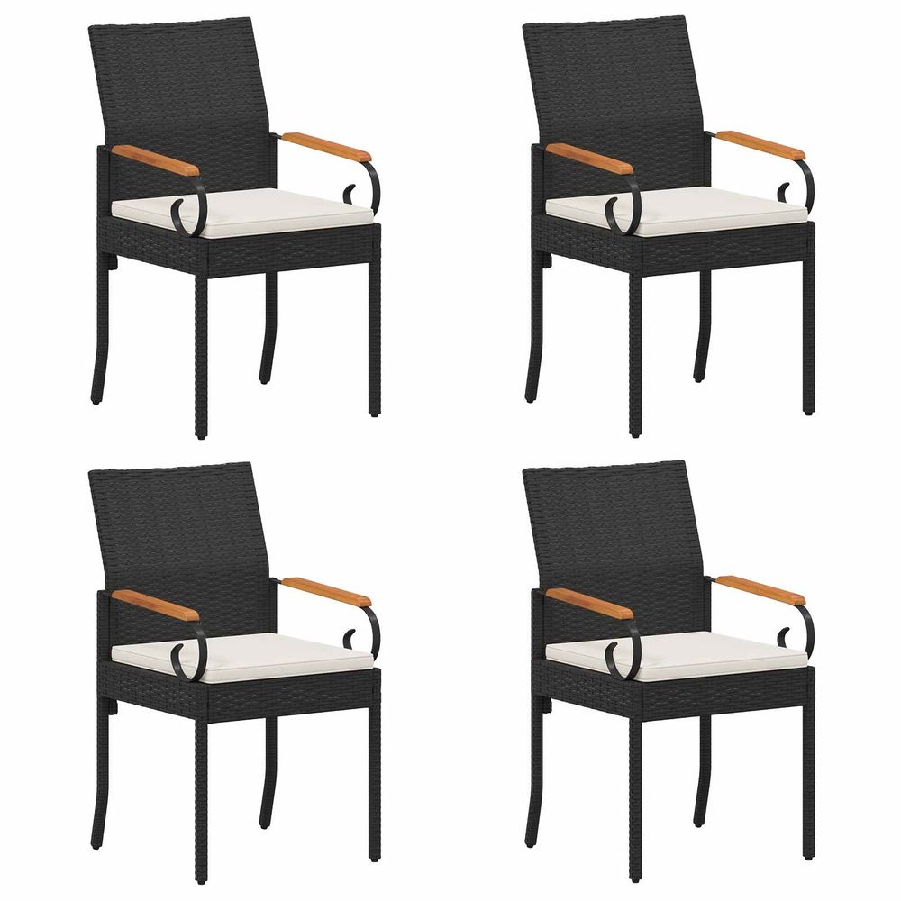 Chaises de jardin 4 pc noir et blanc crème
