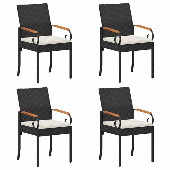 Chaises de jardin 4 pc noir et blanc crème