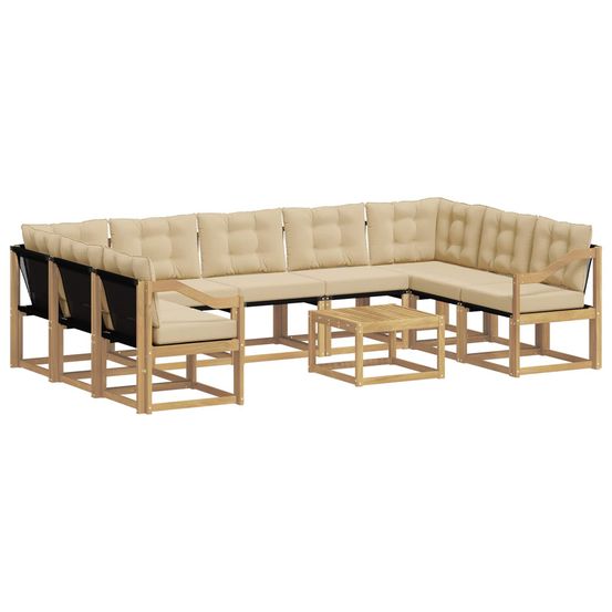 Ensemble de canapés d'extérieur 10 pc blanc et beige