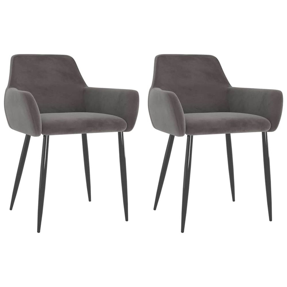 Chaises à manger lot de 2 gris foncé velours