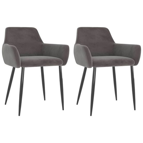 Chaises à manger lot de 2 gris foncé velours