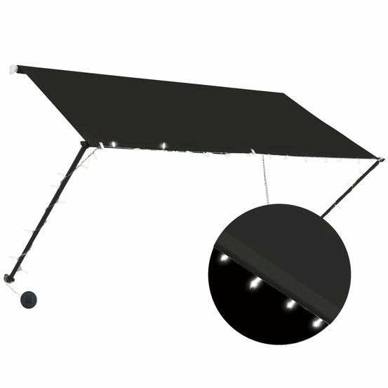 Auvent rétractable avec led 250x150 cm anthracite
