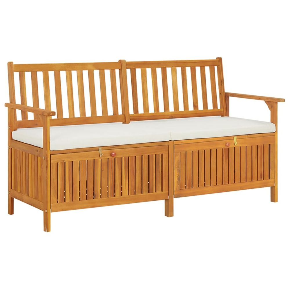 Banc de rangement avec coussin 148 cm bois d'acacia solide