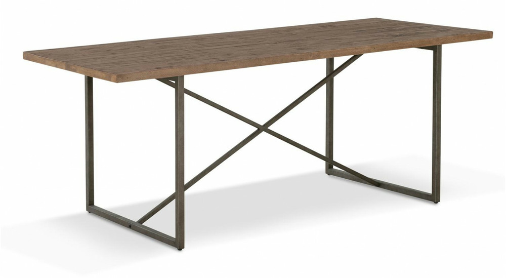 Table à manger bois métal marron 180x90x76cm - bois-métal