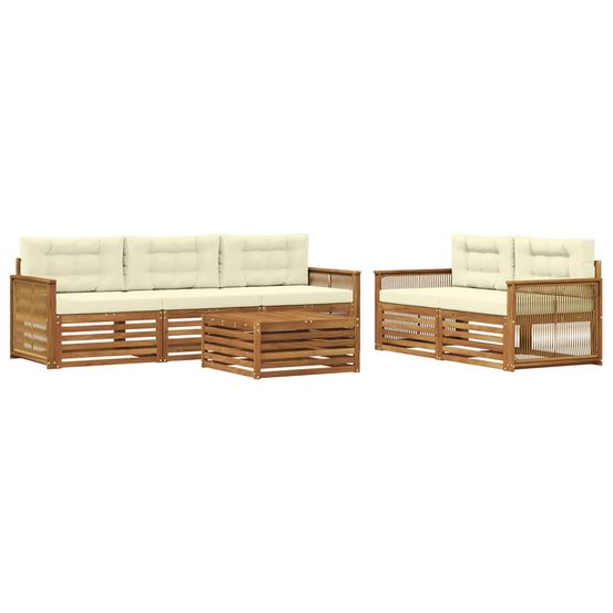 Ensemble de canapés d'extérieur 6 pc naturel et crème